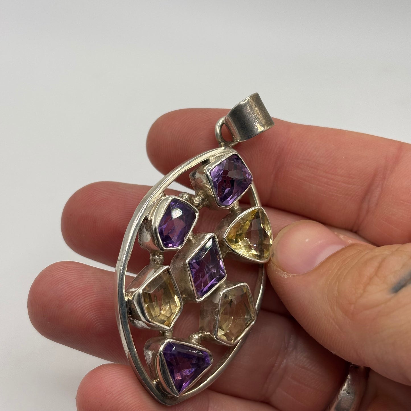 Silver Amethyst & Citrine Pendant
