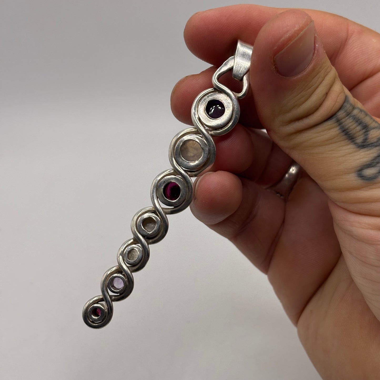 Silver Moonstone Mixed Gem Pendant