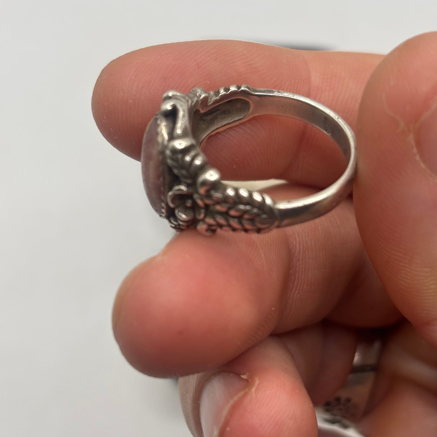 Silver Carolyn Pollack Pink Rhodochrosite Ring