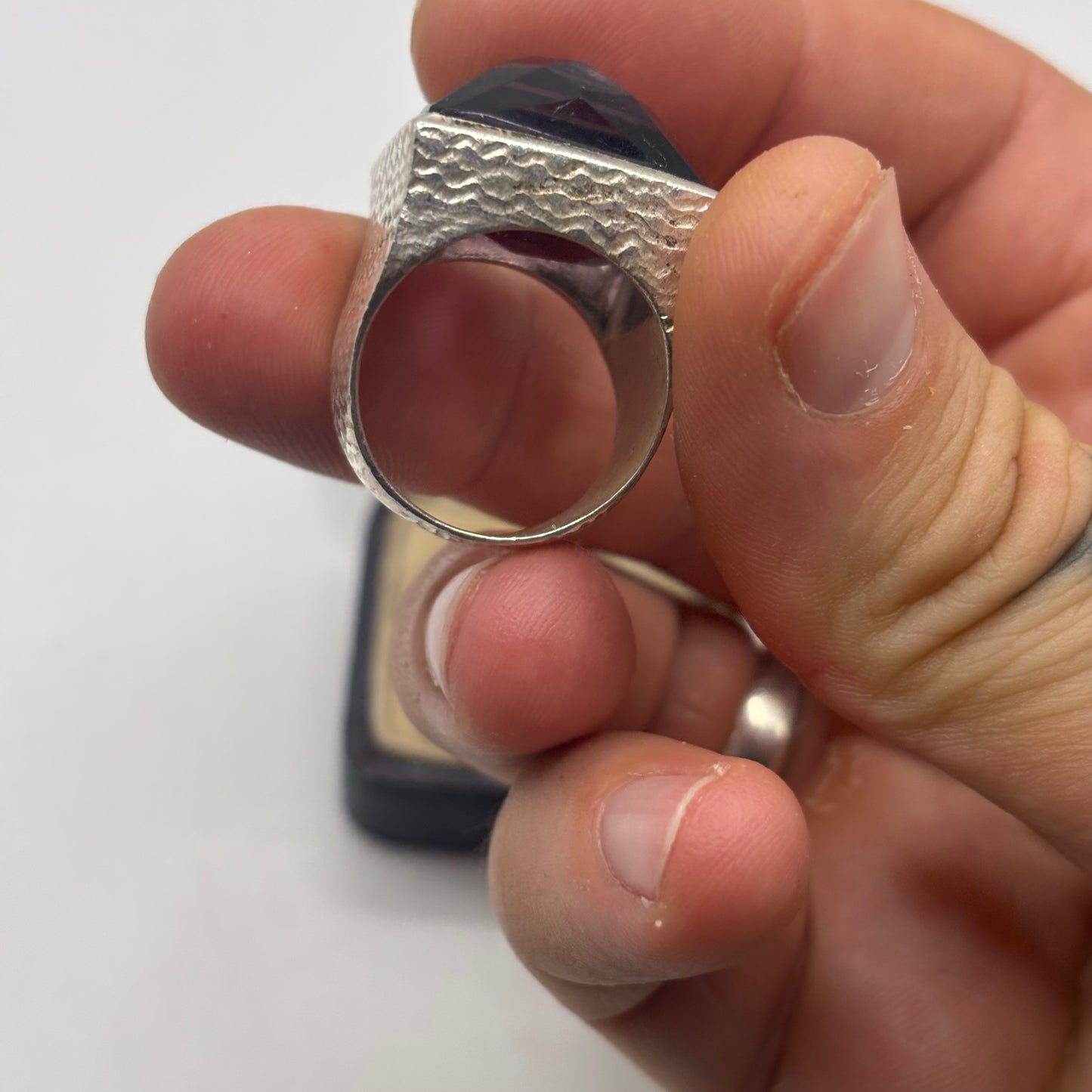 Silver Large Amethyst Ring