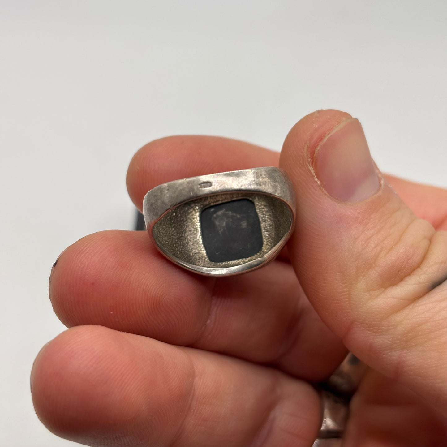 Silver Vintage Onyx Signet Ring (U)