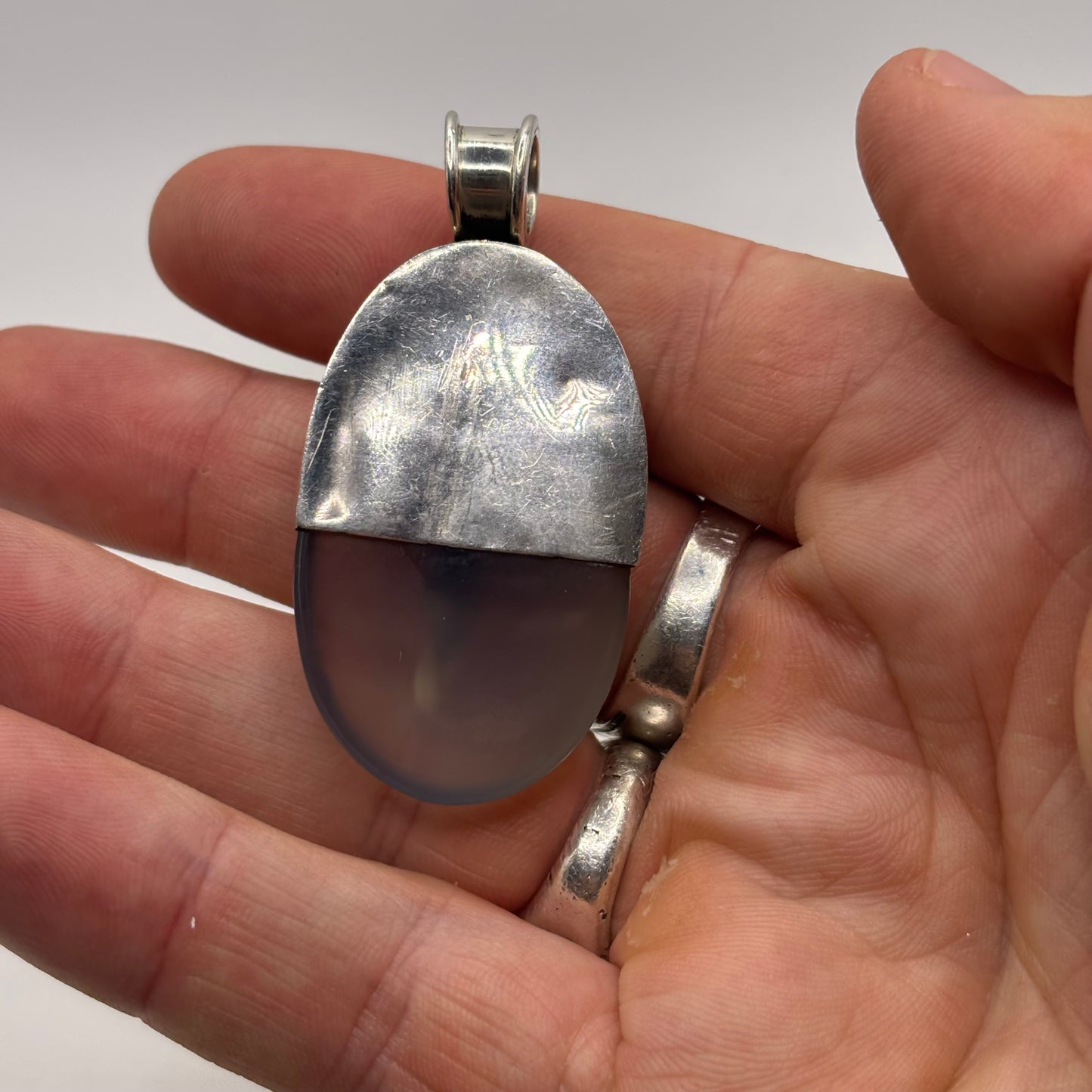 Silver Quartz & Garnet Pendant