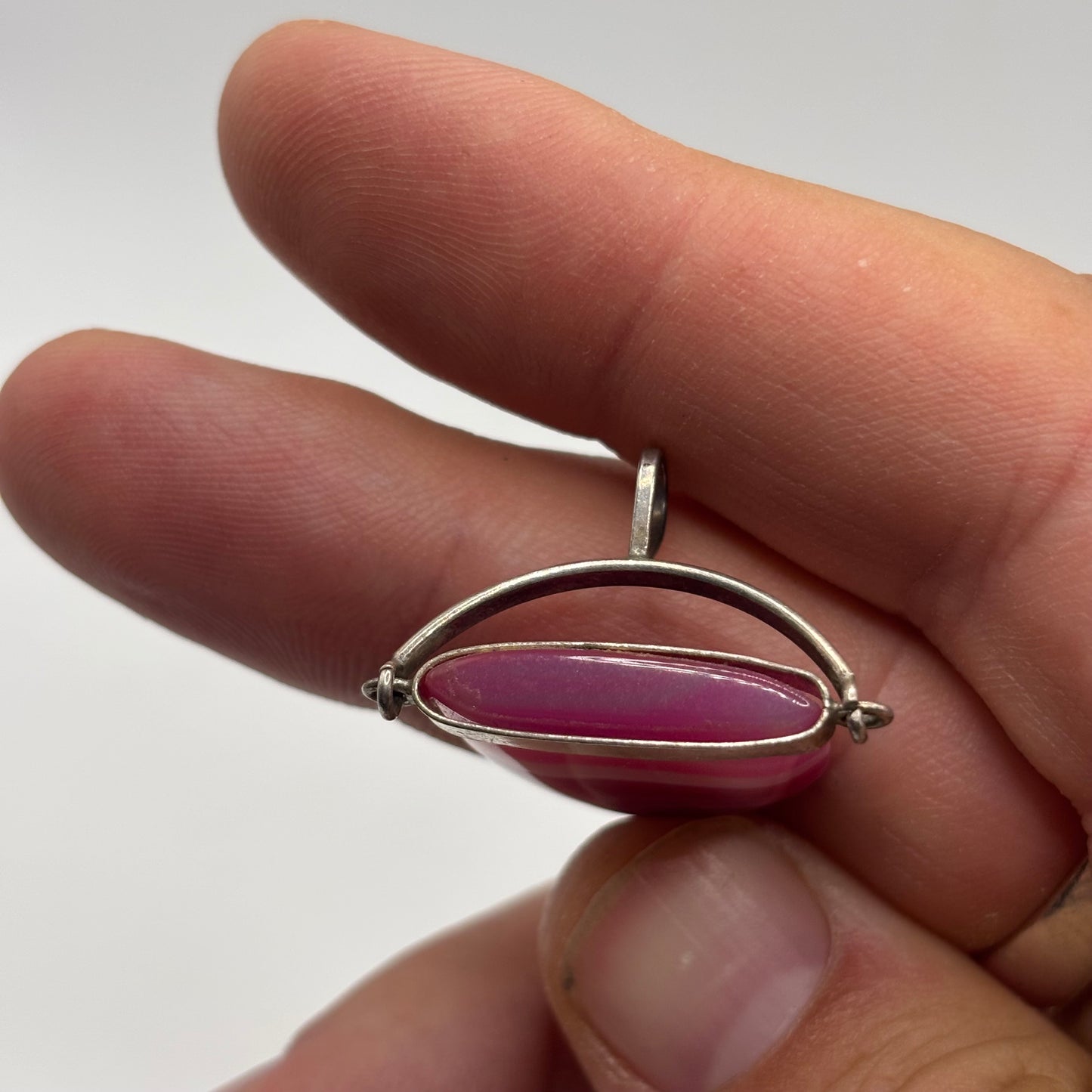 Silver Pink Agate Pendant