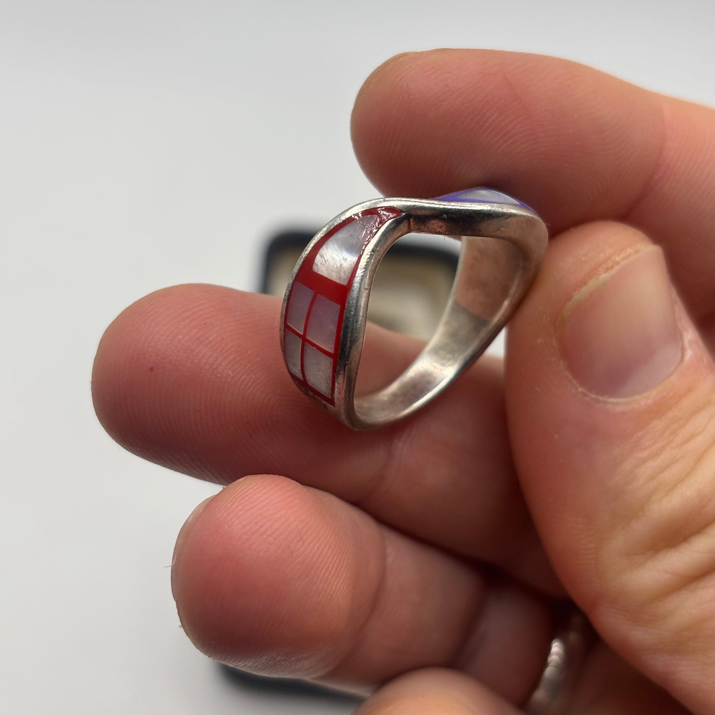 Silver Pearl Inlayed Ring