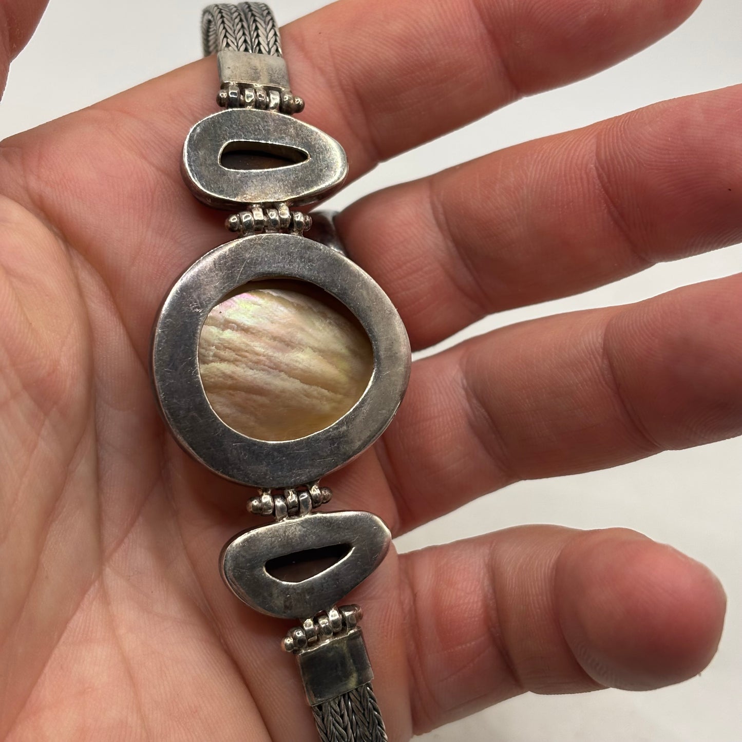 Silver 7.5” Pearl & Opal Bracelet