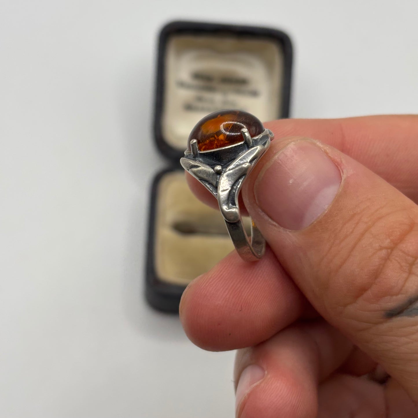 Silver Baltic Amber Ring