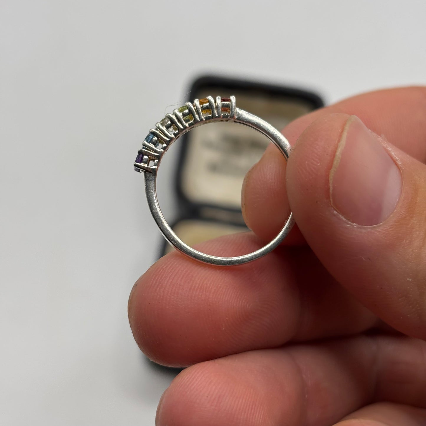Silver Multi Gem Ring (T 1/2)