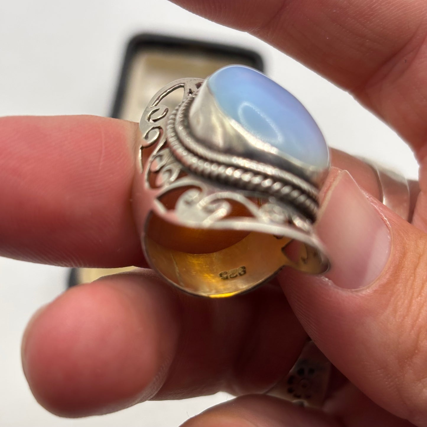 Silver Large Moonstone Ring (O)