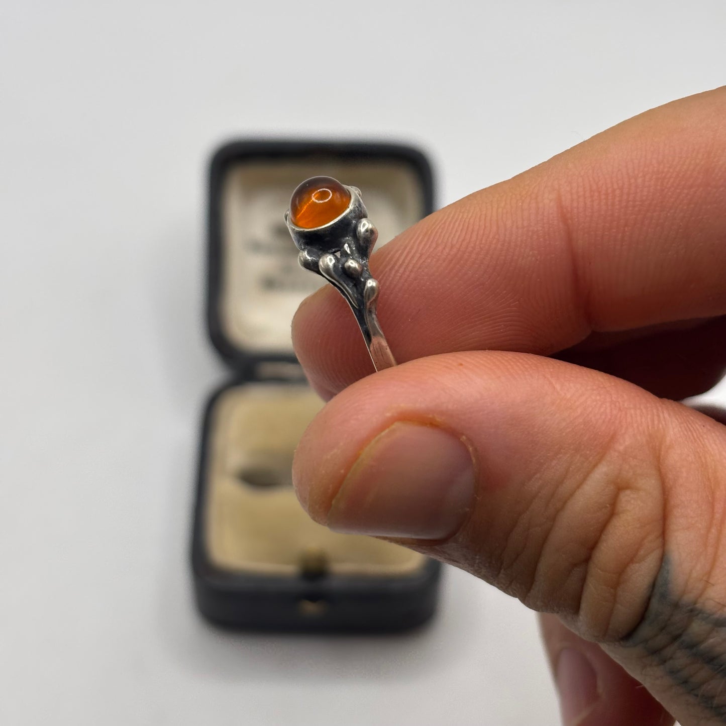 Silver Amber Ring