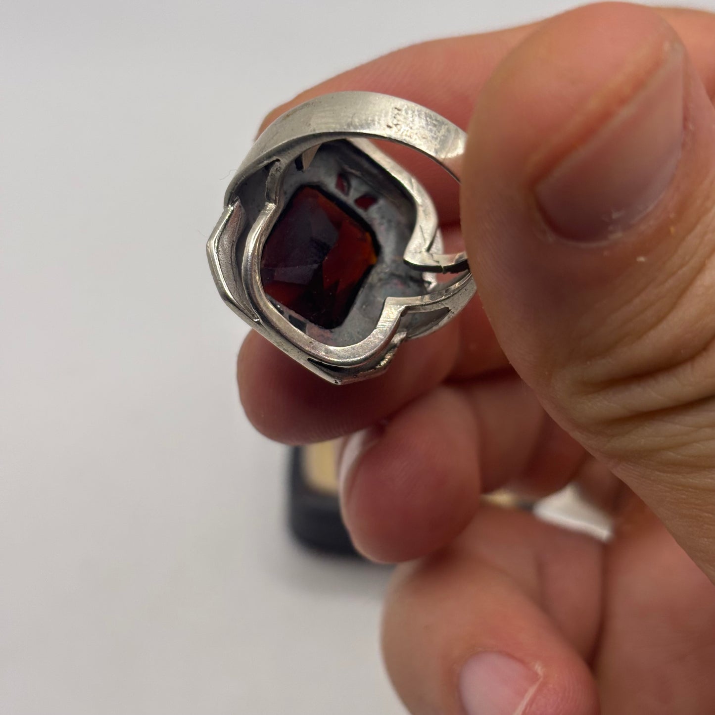 Silver Garnet & Marcasite Ring