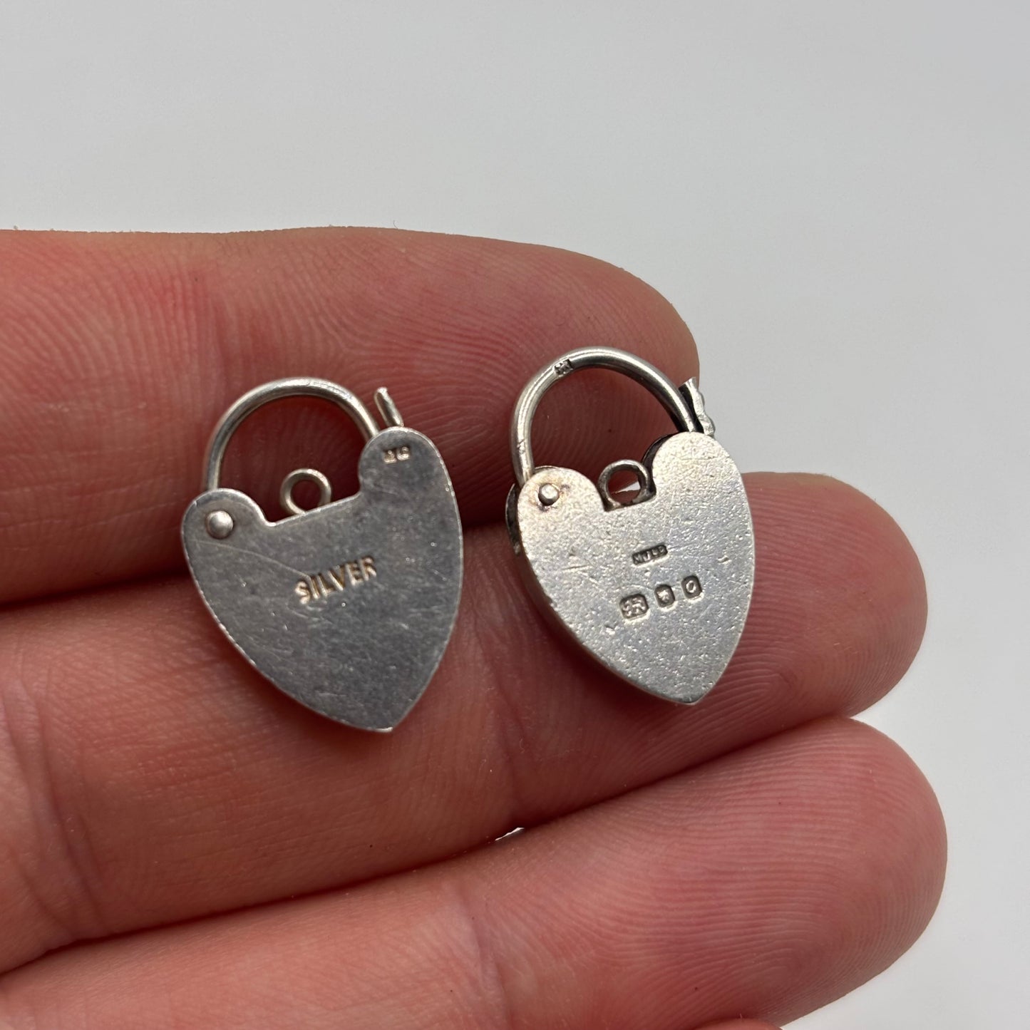 2x Silver Heart Padlocks