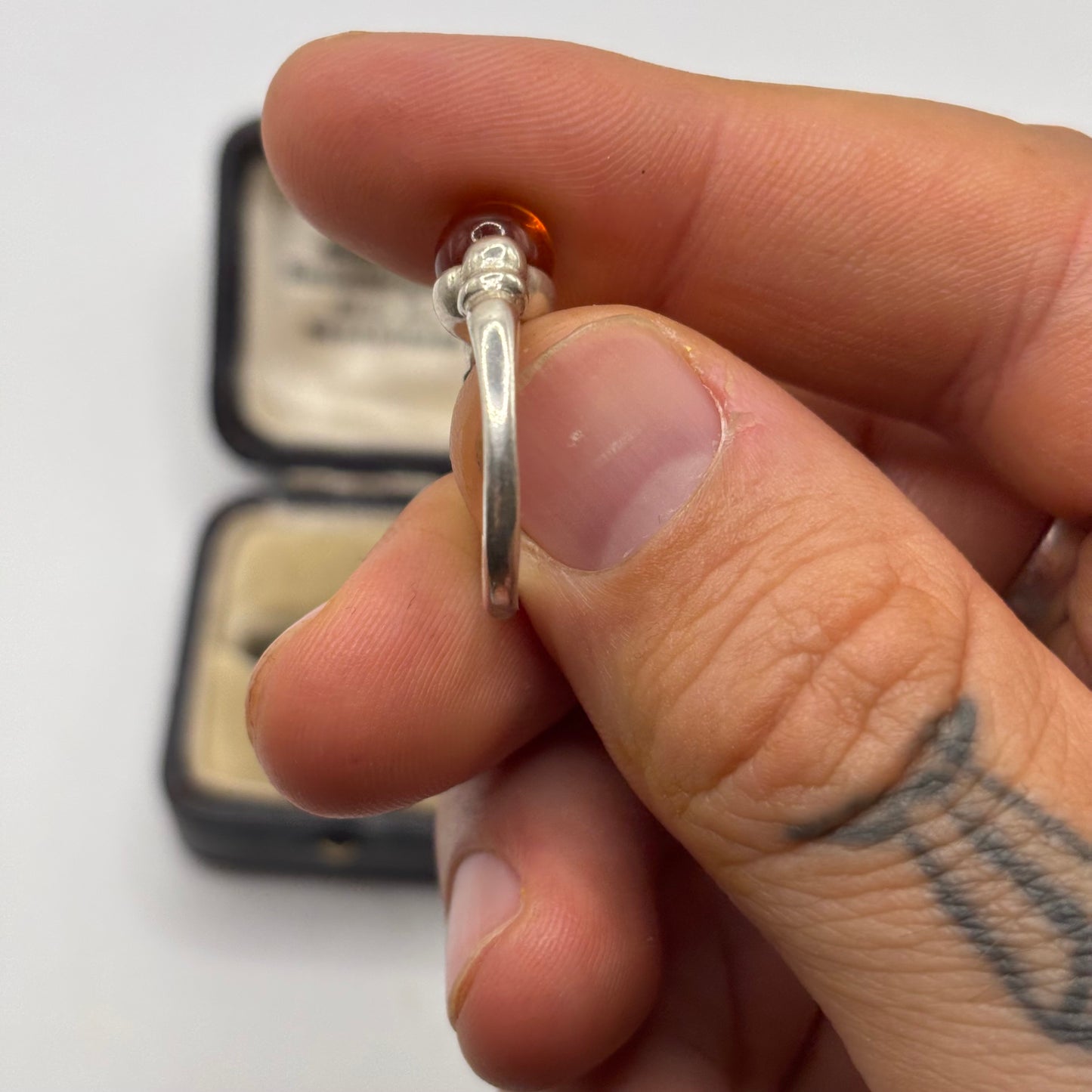 Silver Amber Ring