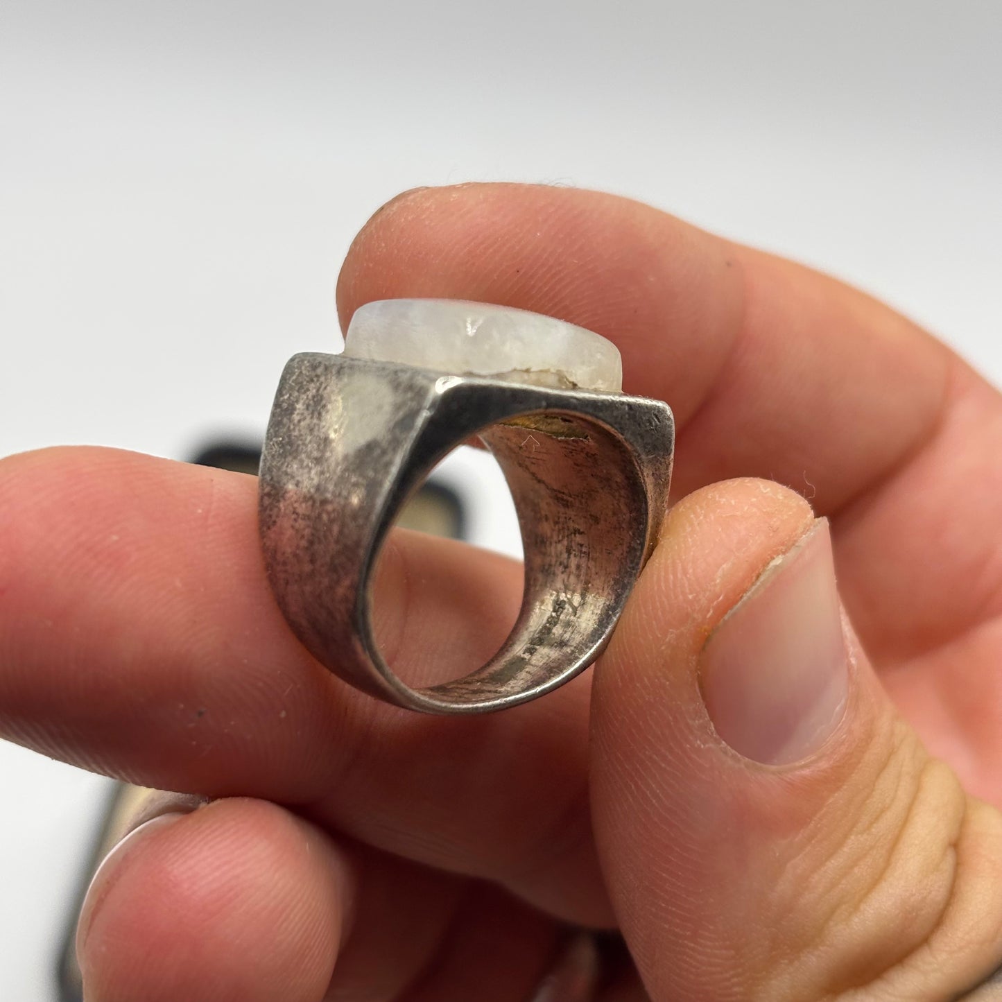 Silver Heavy Moonstone Ring
