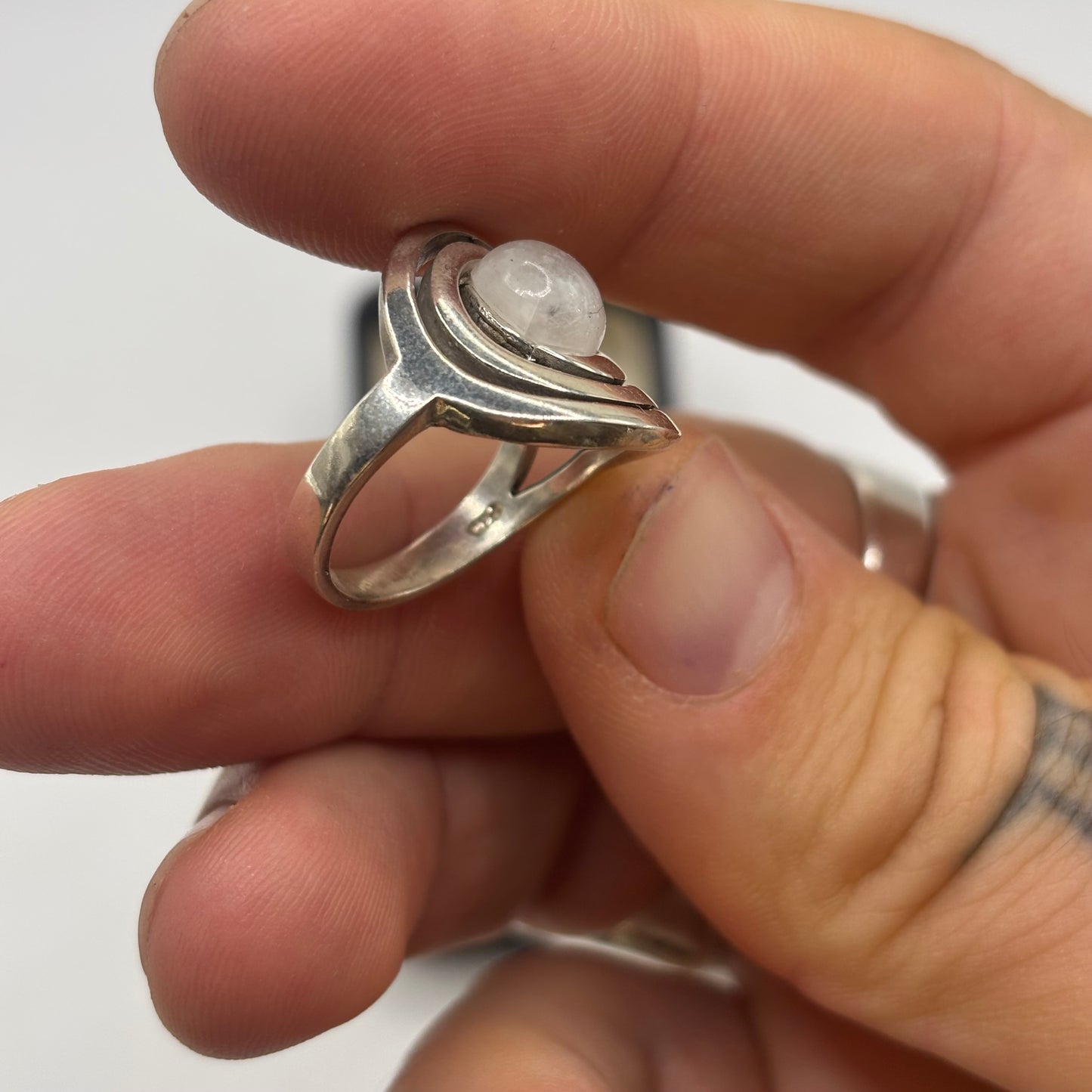 Silver Moonstone Swirl Ring