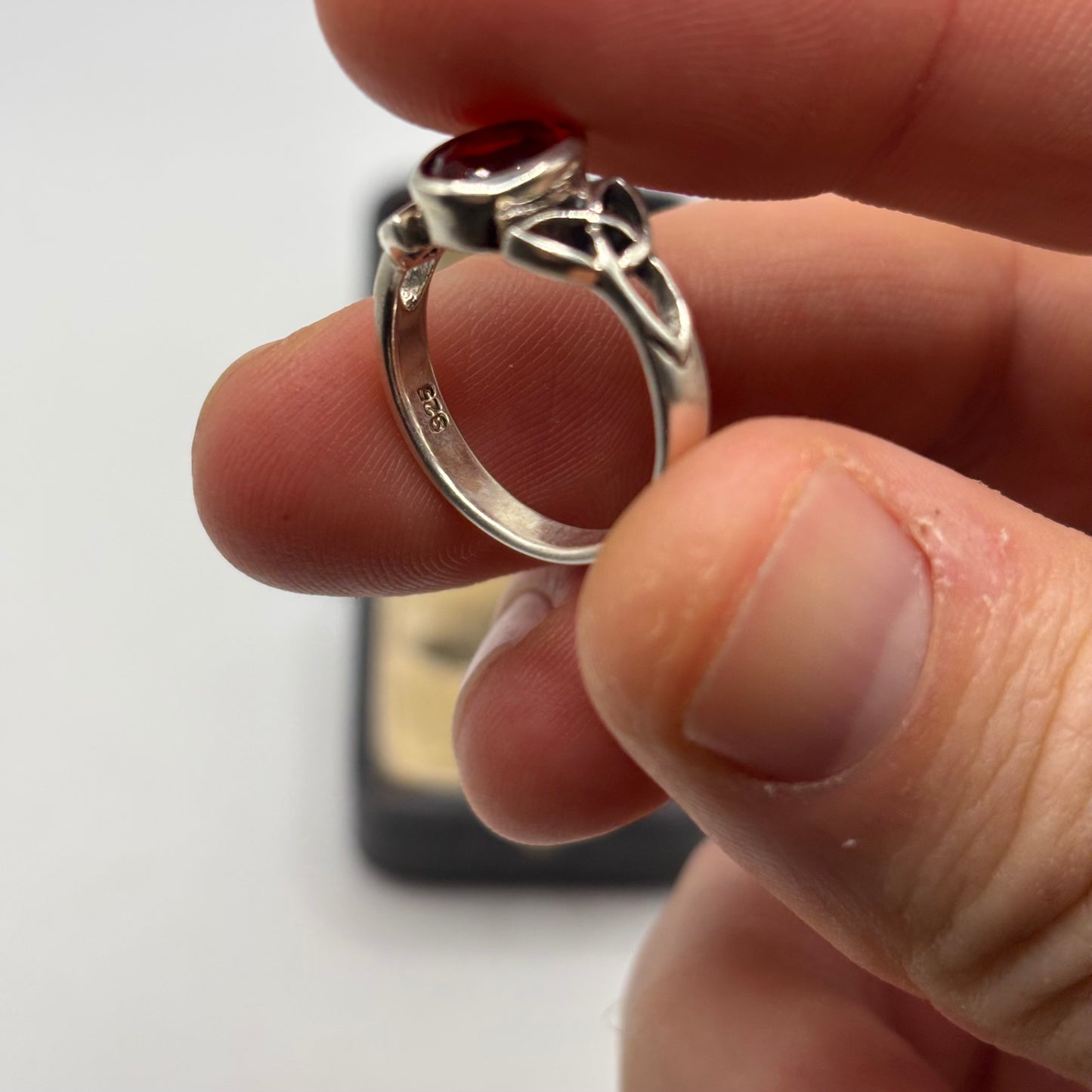 Silver Red Stone Ring