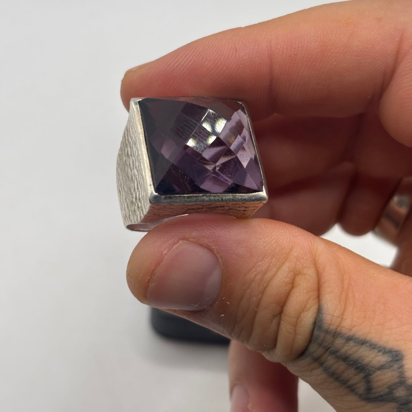 Silver Large Amethyst Ring