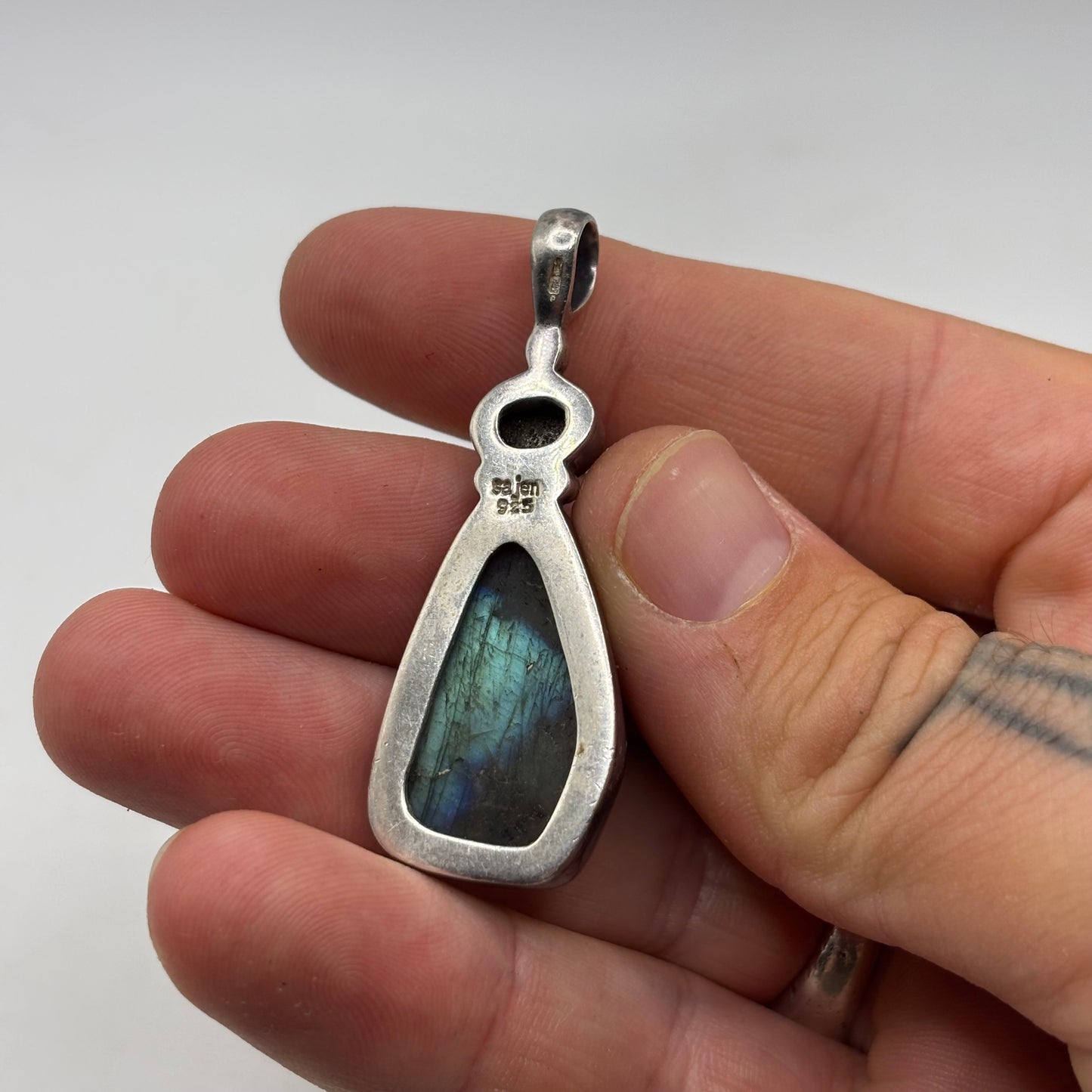 Silver Labradorite & Opal Pendant