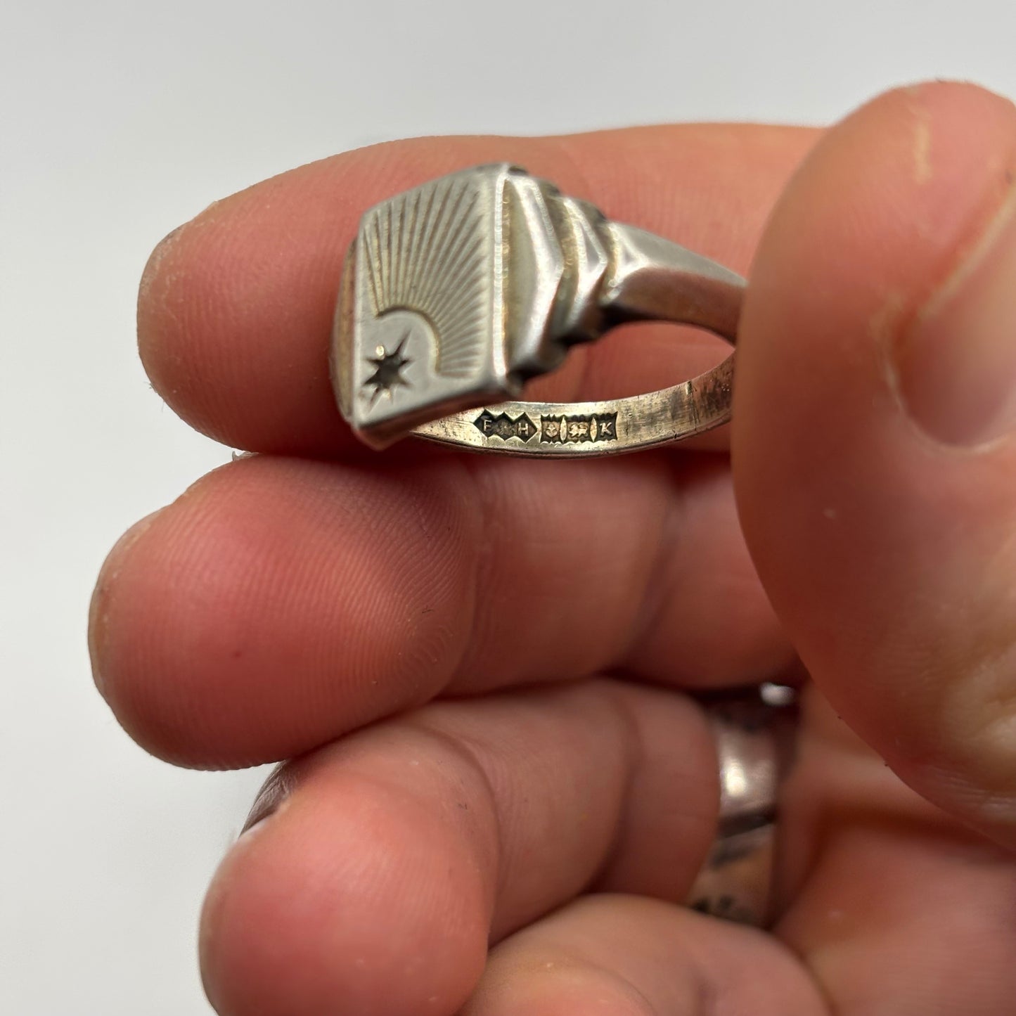 Silver Vintage Gold On Silver Signet Ring (R)