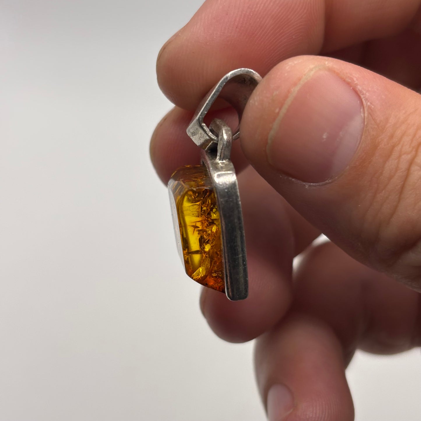 Silver Amber Pendant