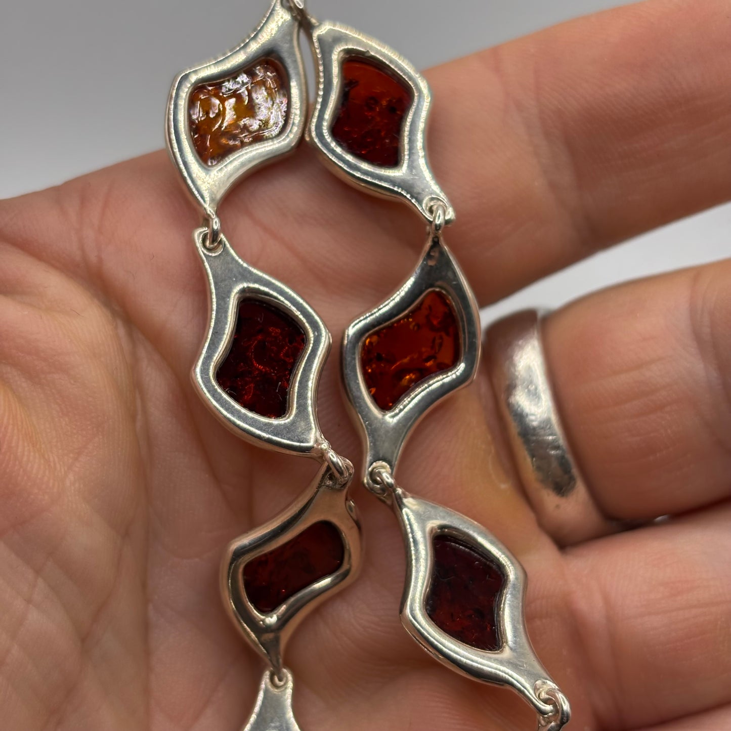 Silver 7.5” Amber Bracelet