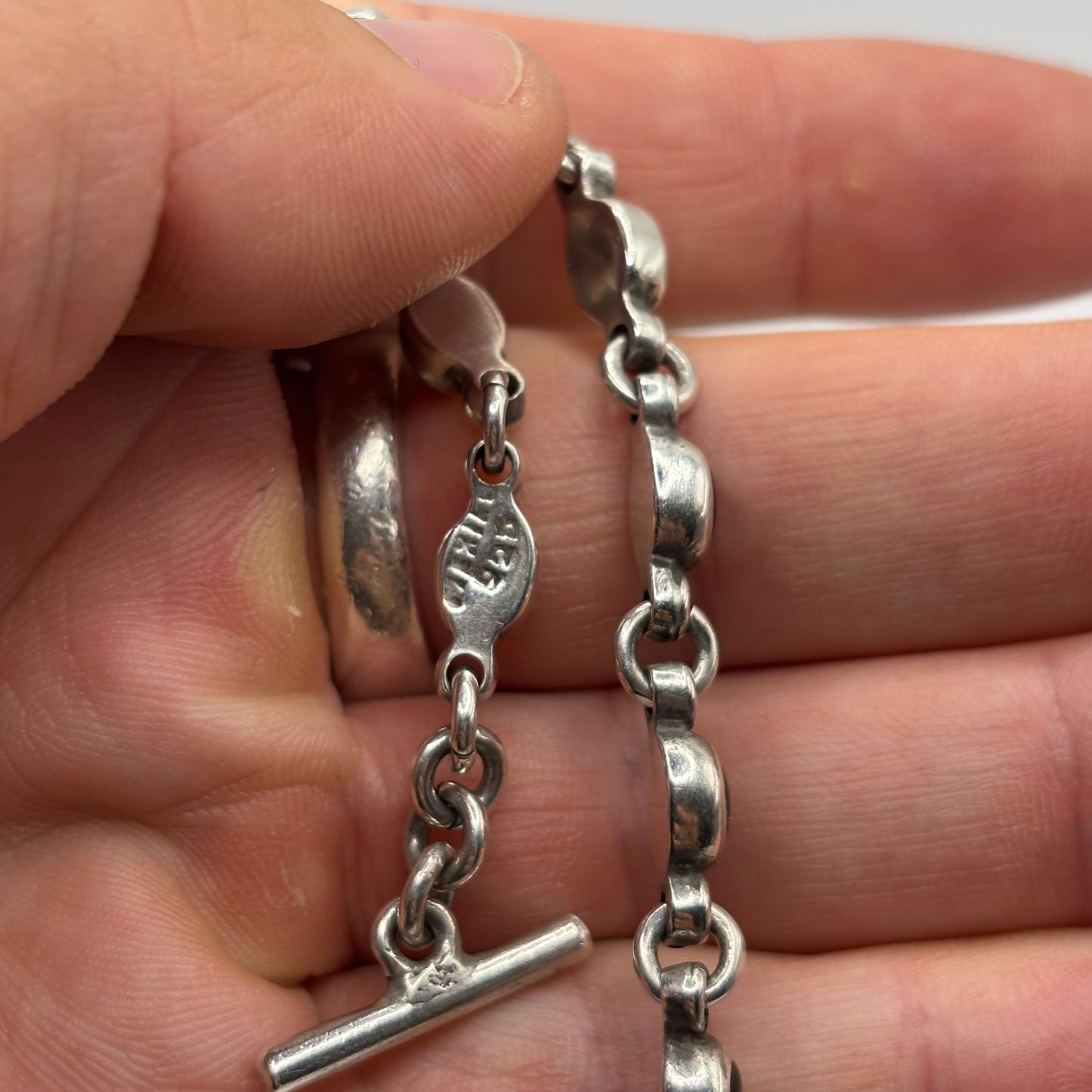 Silver 7.5” Chunky Onyx Bracelet