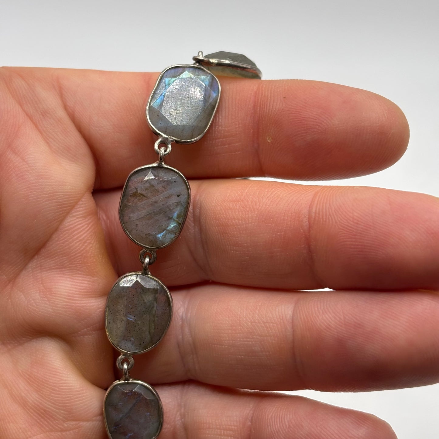 Silver 6”-8” Labradorite Bracelet