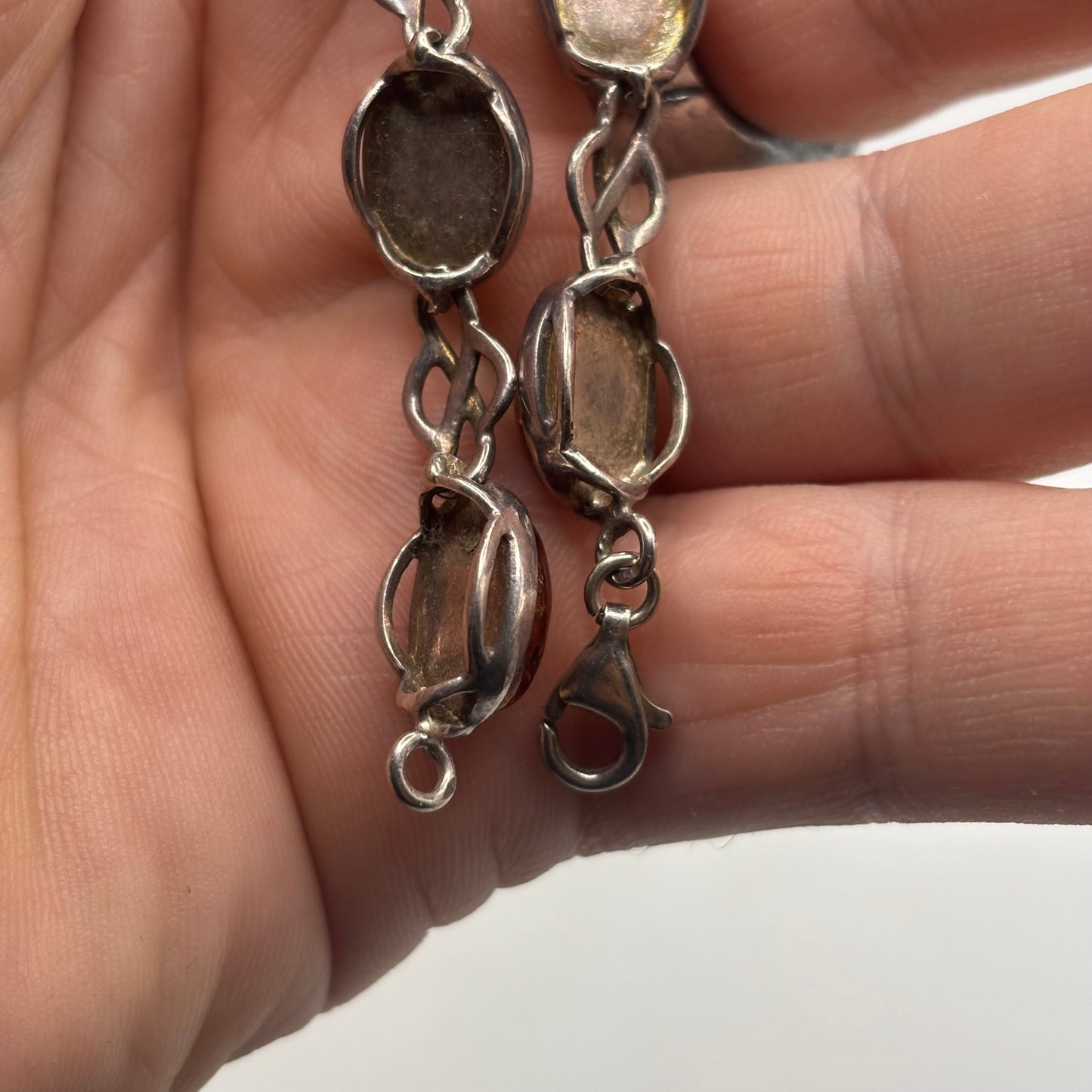 Silver 7” Amber Celtic Bracelet