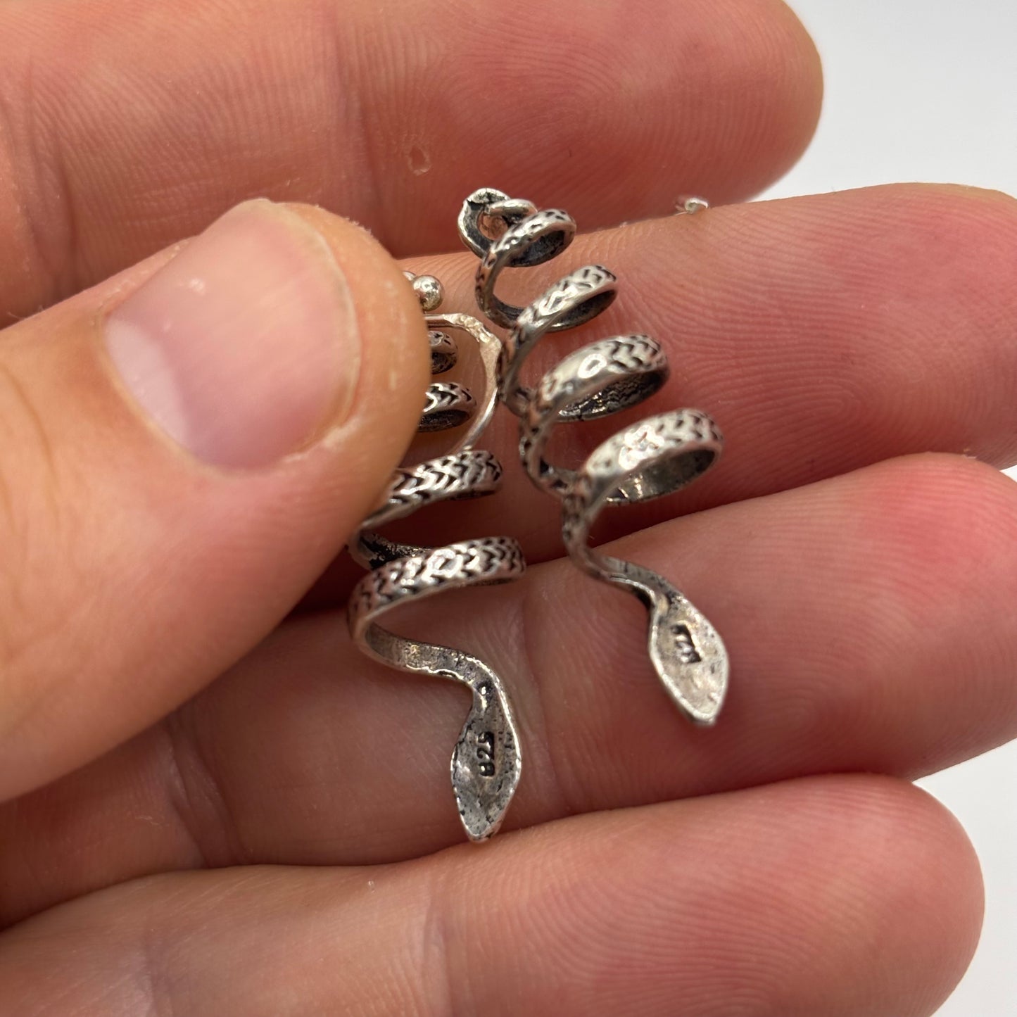 Silver Snake Earrings