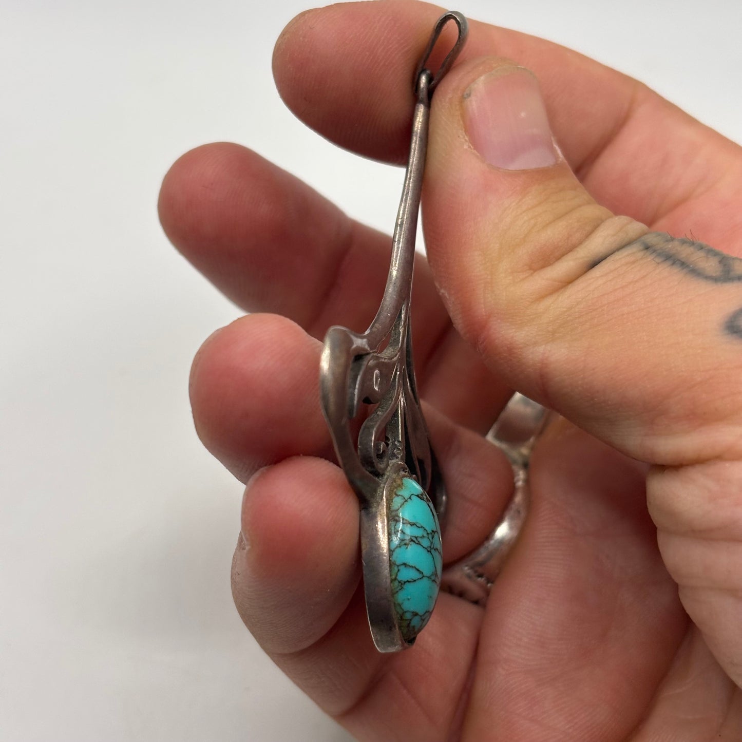 Silver Turquoise Art Nouveau Pendant