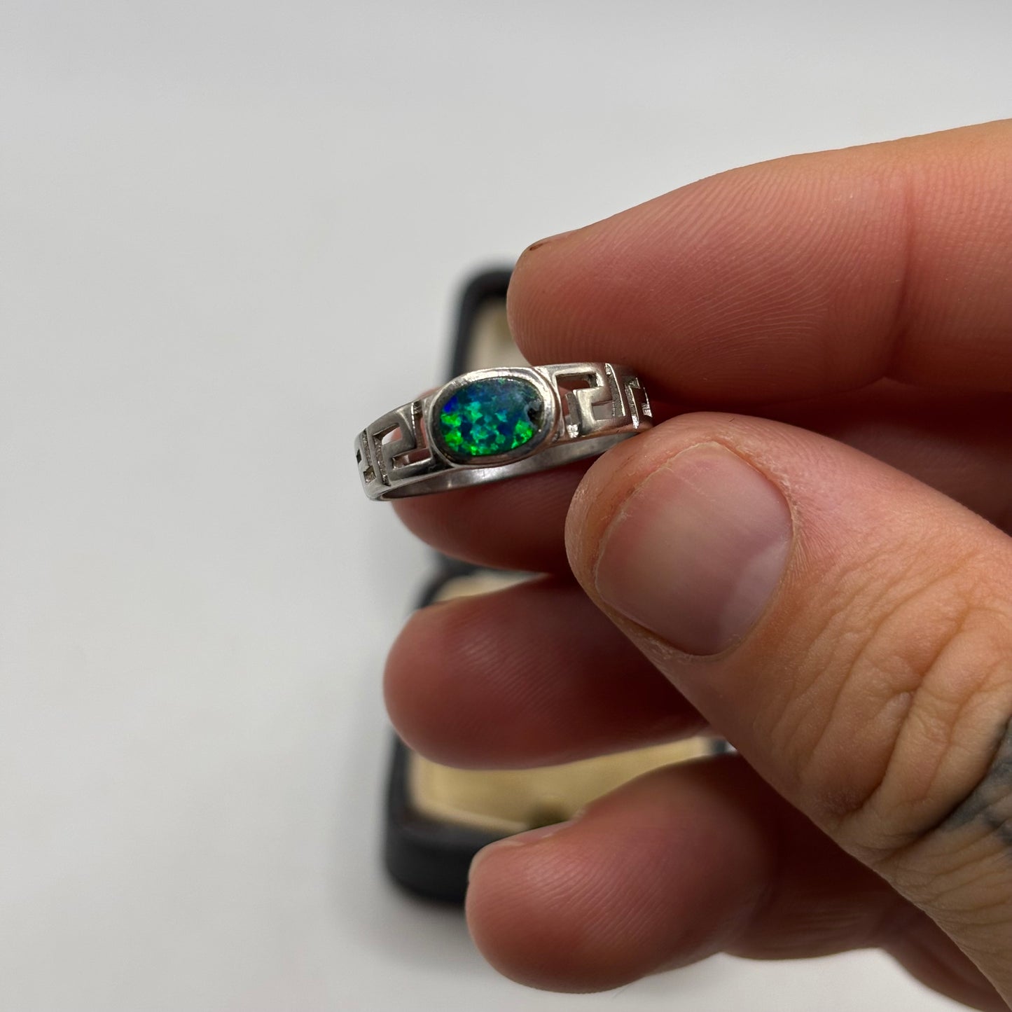 Silver Greek Opal Ring