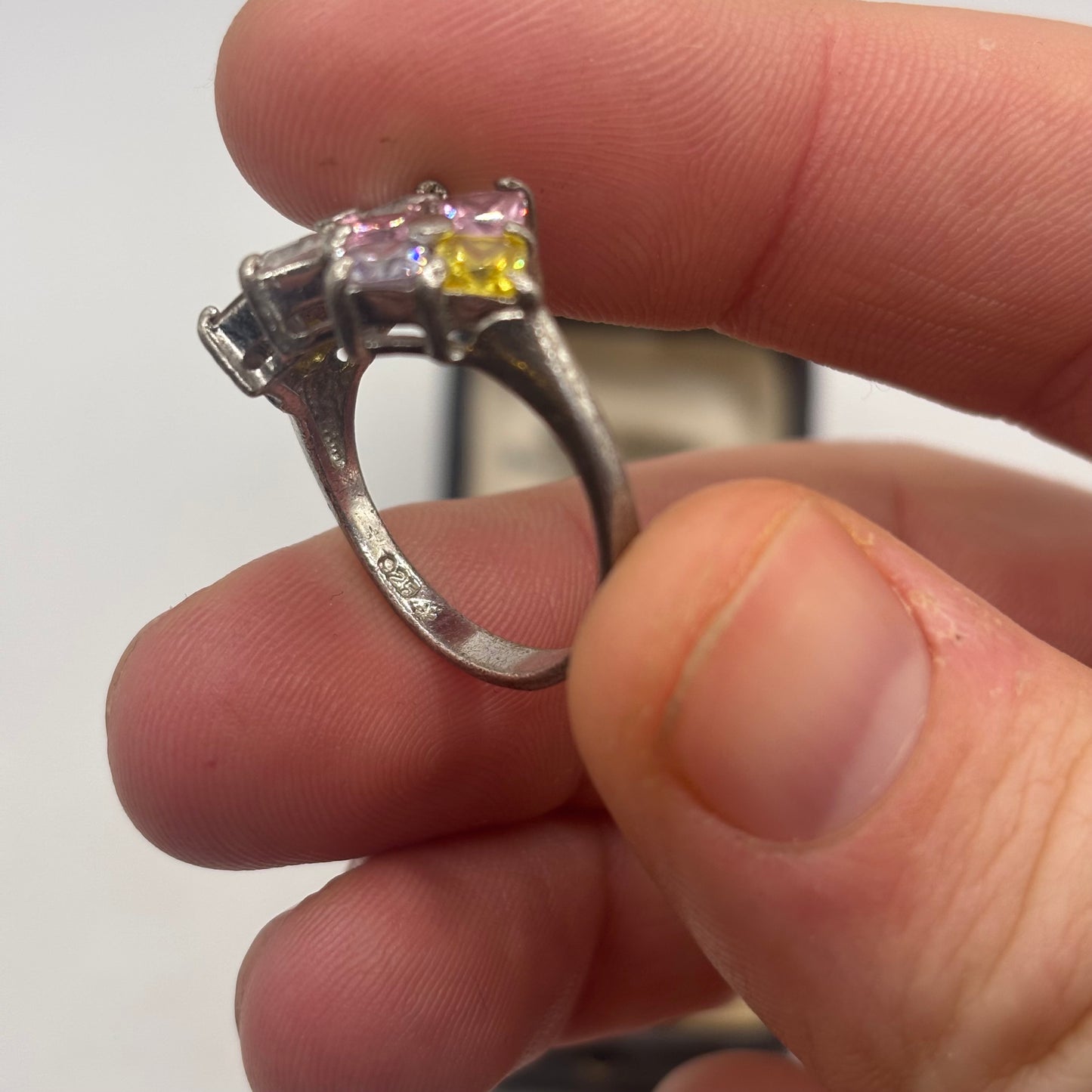Silver Multicoloured Zirconia Ring (S)