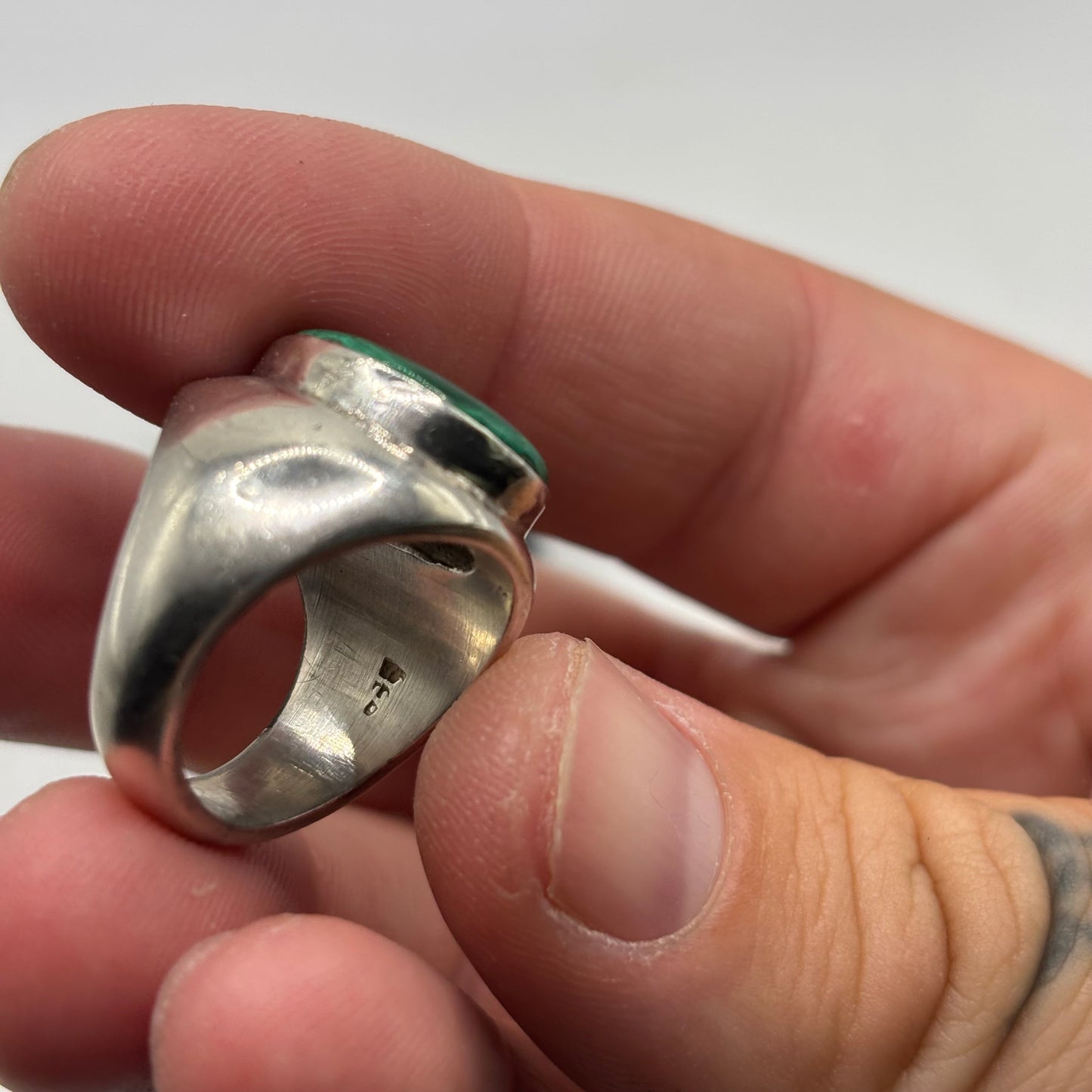 Silver Heavy Malachite Ring (M)