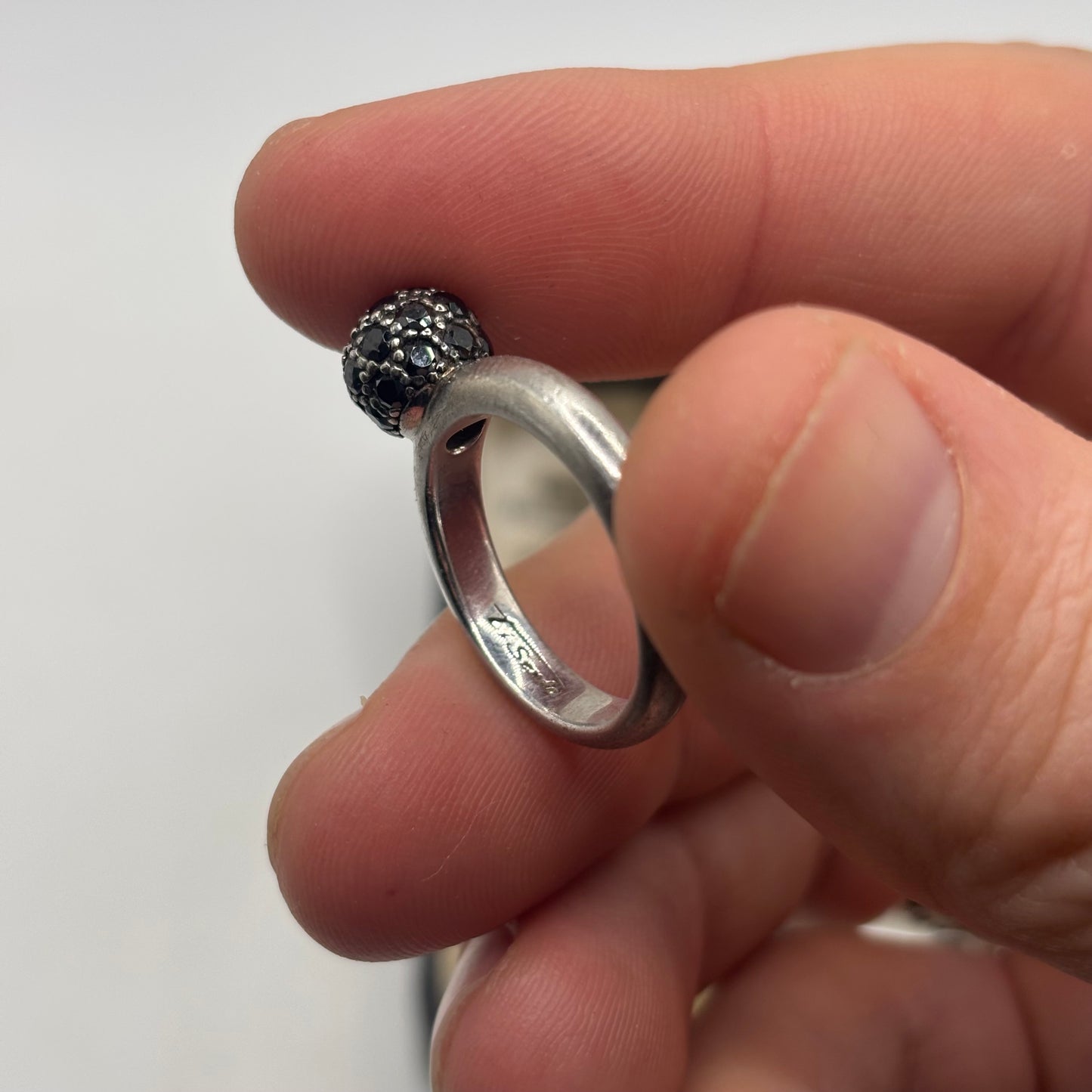 Silver Black CZ Ti Sento Ring (N)