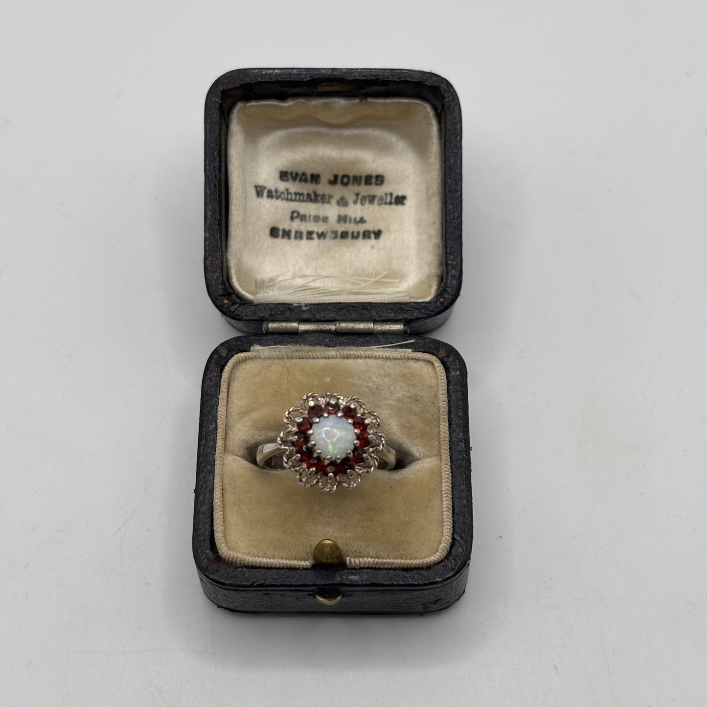 Silver Opal & Garnet Ring
