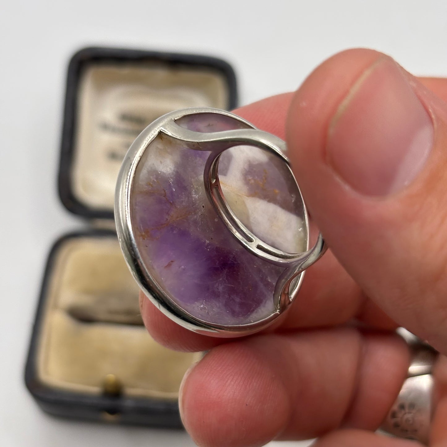 Silver Amethyst Disc Ring (M)