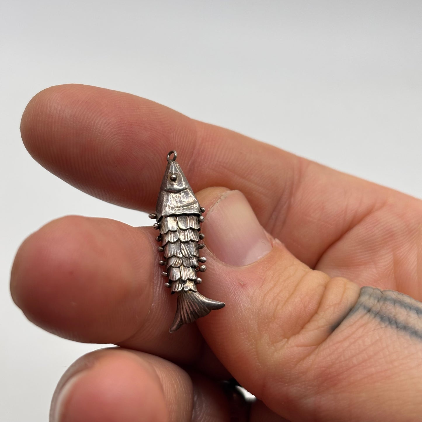 Silver Anatomical Fish Pendant