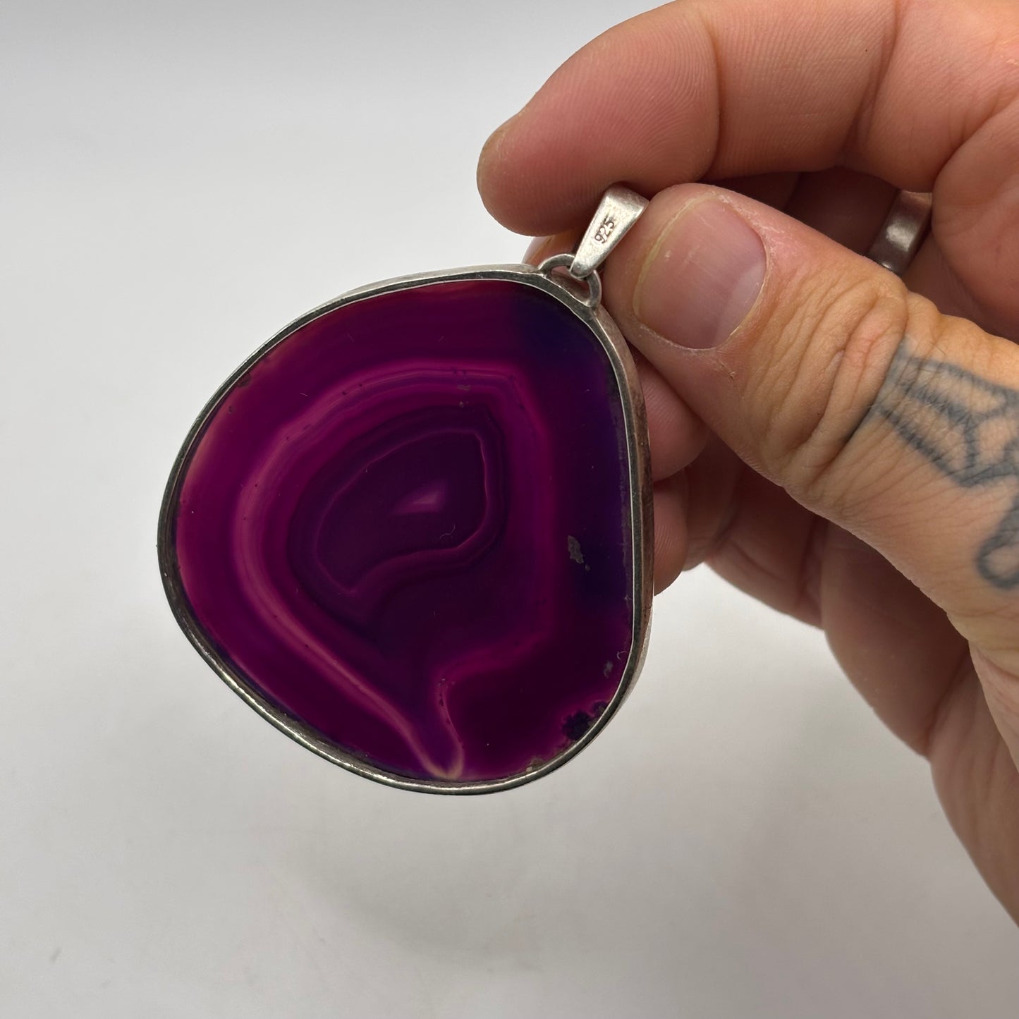Silver Large Agate Pendant
