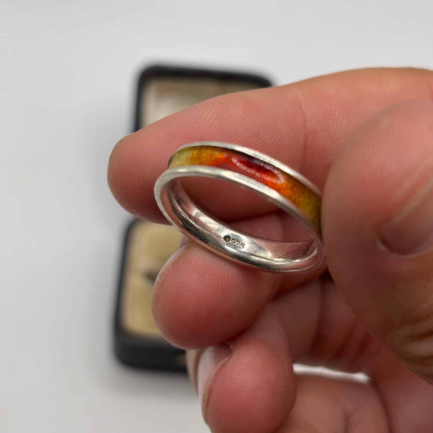 Silver Enamel Rainbow Ring (T)