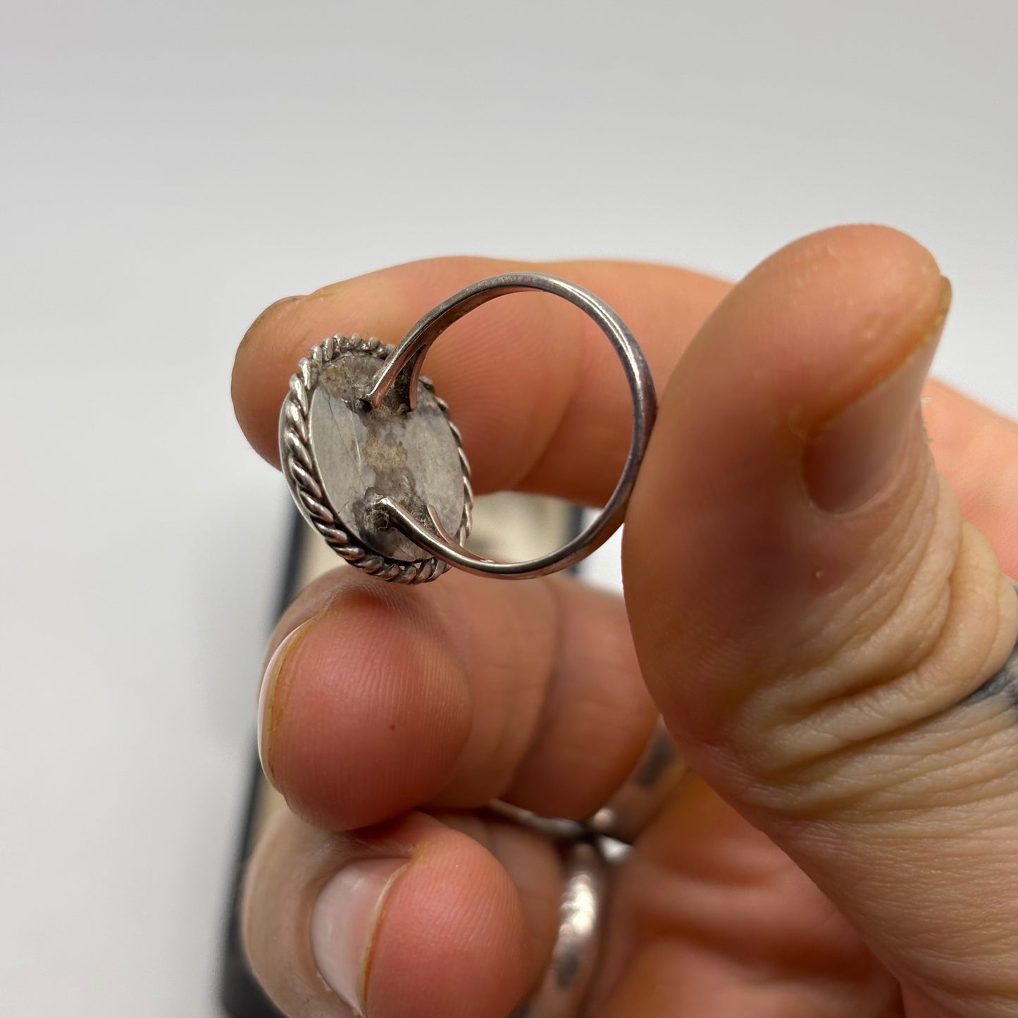 Silver Vintage Rose Quartz Ring