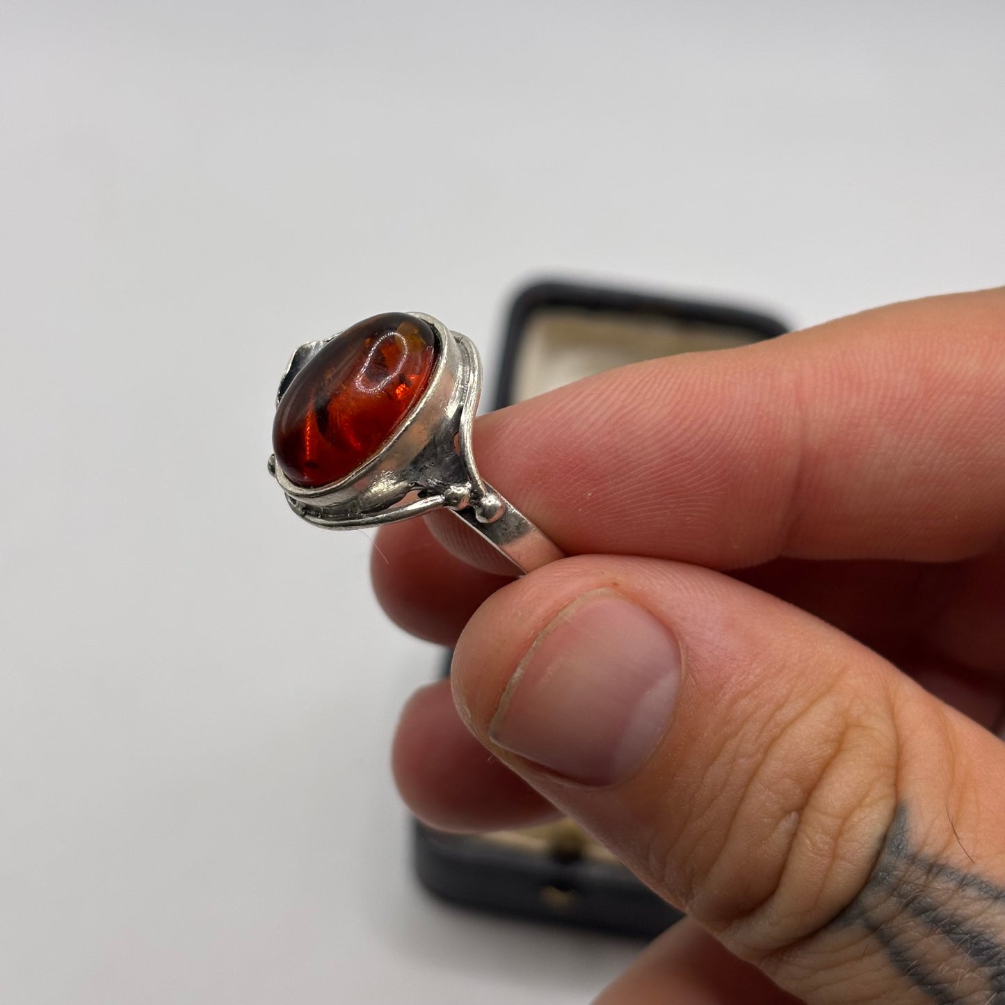 Silver Baltic Amber Ring