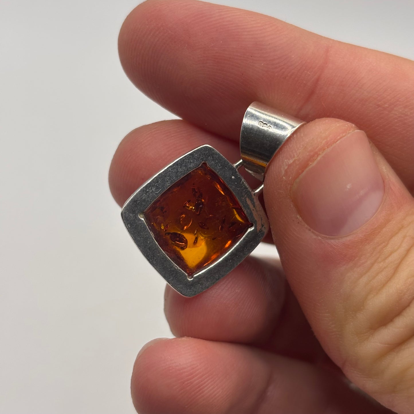 Silver Amber Pendant