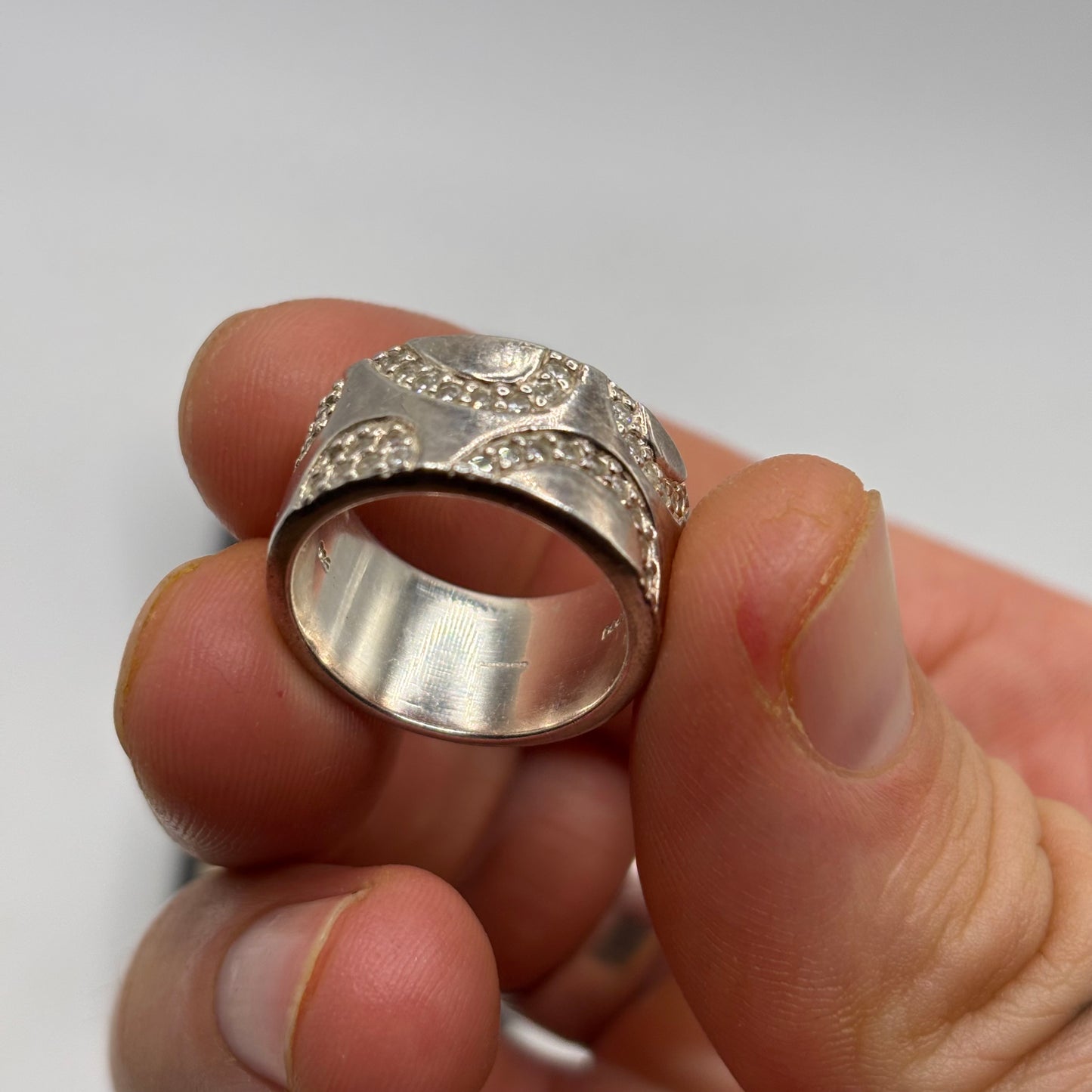 Silver Heavy Quartz Band Ring