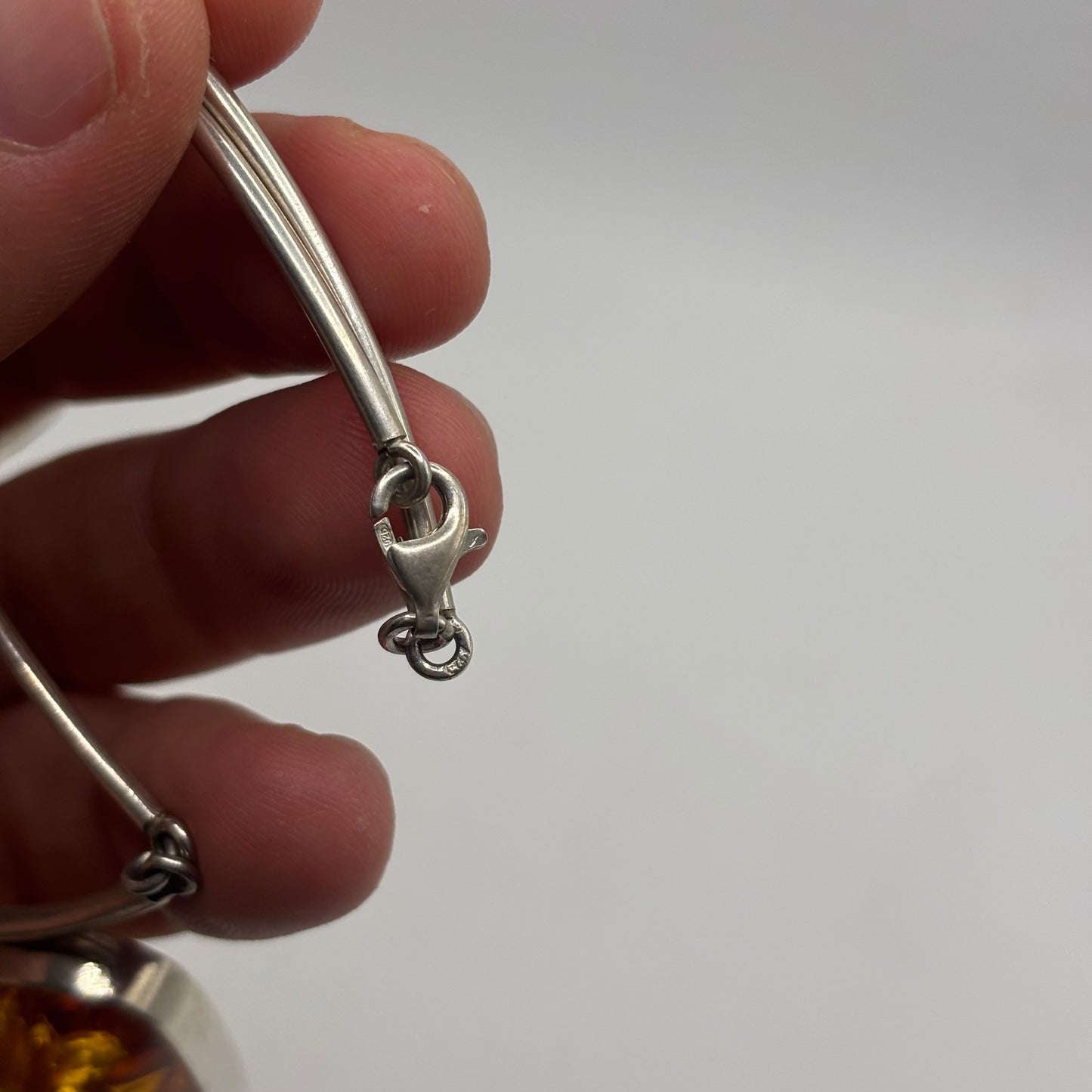 Silver 16” Amber Necklace