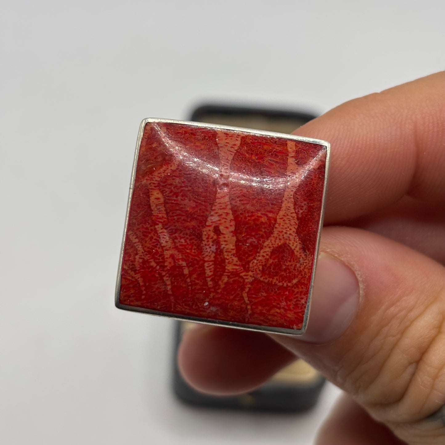 Silver Large Coral Ring
