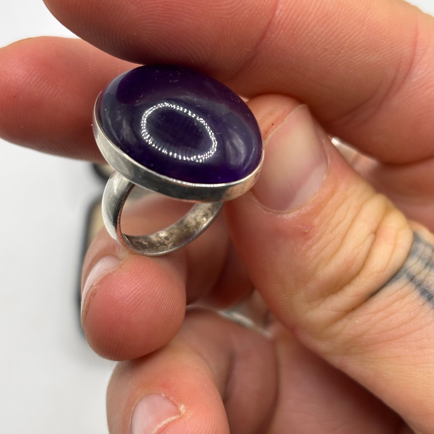 Silver Large Amethyst Ring