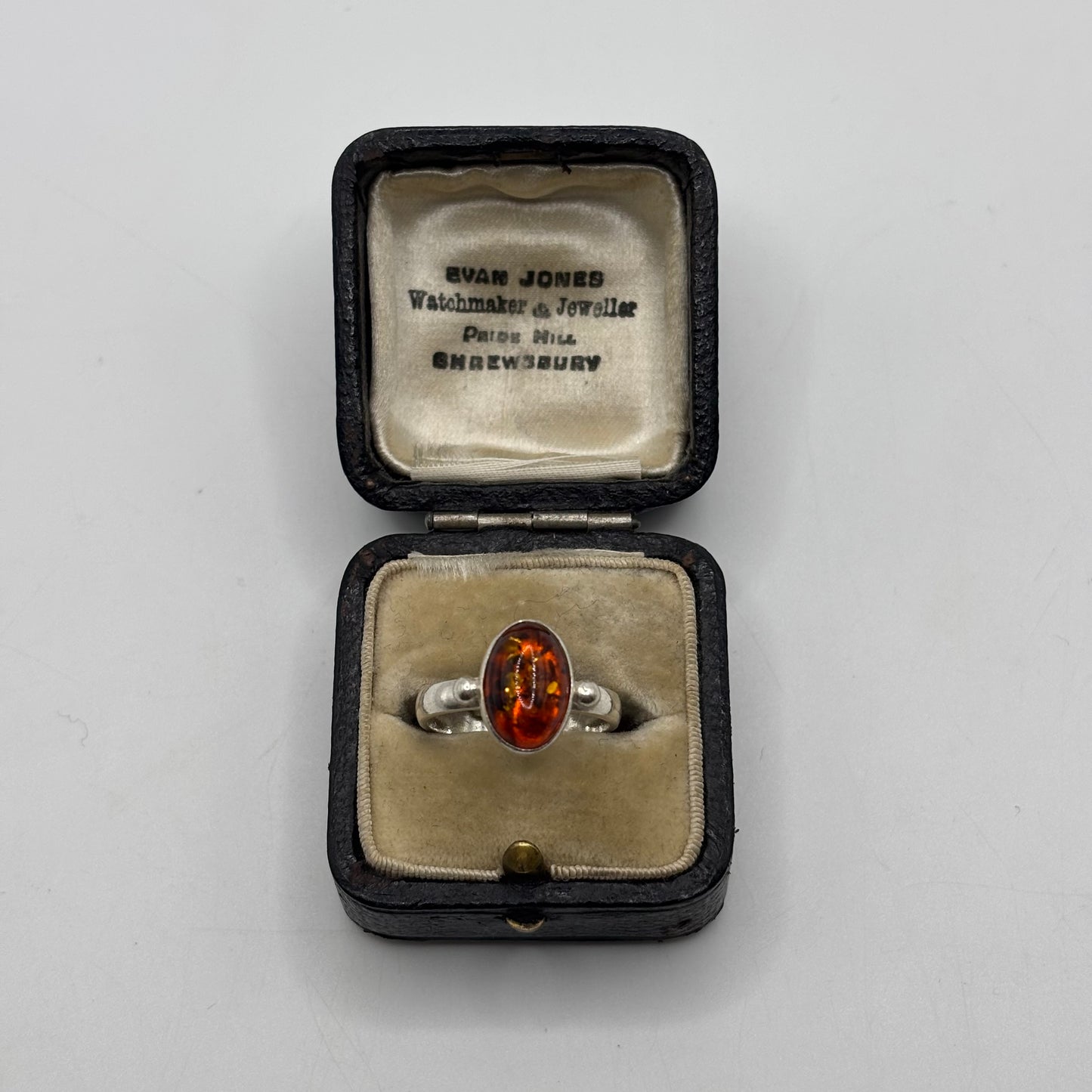 Silver Amber Ring