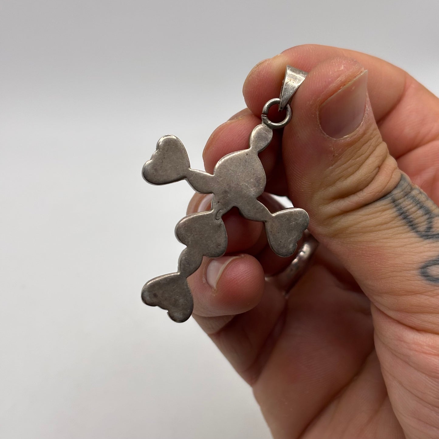 Silver Garnet Cross Pendant