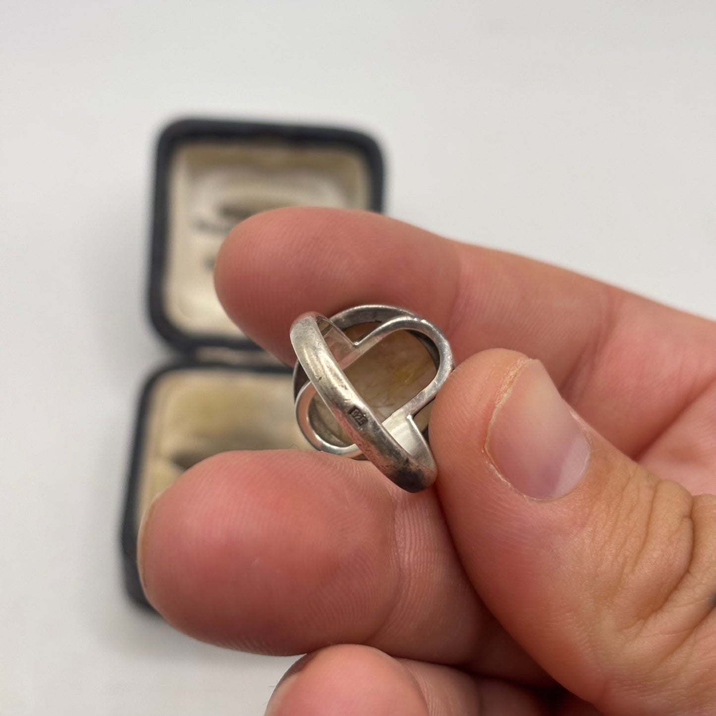 Silver Rutilated Quartz Ring (O)