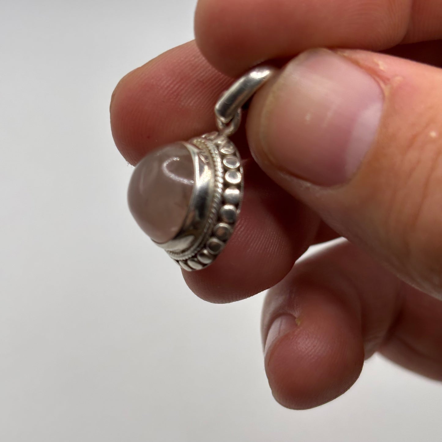 Silver Rose Quartz Pendant