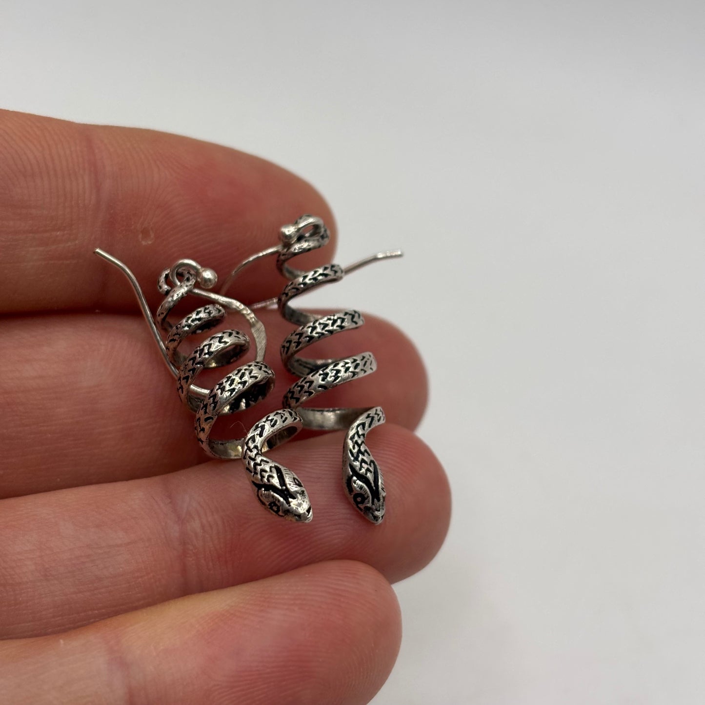 Silver Snake Earrings